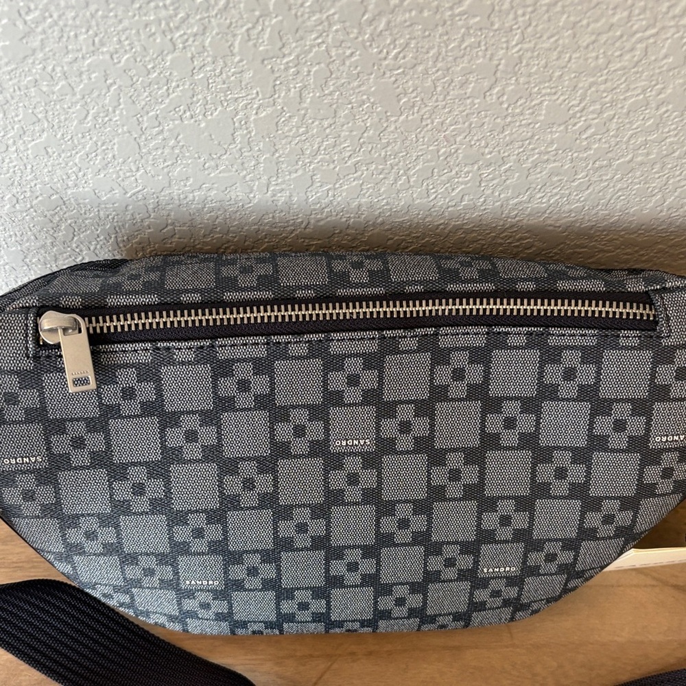 Sandro Black and Gray Patterned Belt Bag - Picture 10 of 12